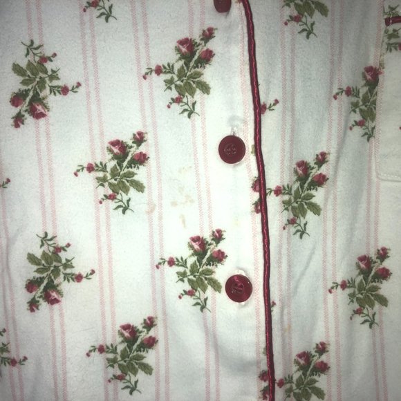 Charter Club 2PC Pajama Set White w/Red Roses Medium - Picture 5 of 13